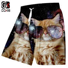OGKB мужские пляжные шорты популярные спортивные 3D пляжные шорты принт звездное небо Кот Harajuku большой размер Habiliment летние шорты