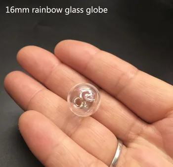 

16mm New Colorful Rainbow Mini Beads Globe Glass Bubble Round Ball 3mm Hole Diy Hollow Glass Orbs Vial Pendants Findings 100pcs