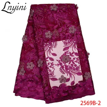 

Luxury 3D Flower Lace Fabric Top Selling French Tulle Mesh Lace Fabric 2019 Embroidery Lace Fabric for Wedding Party L2569B-2