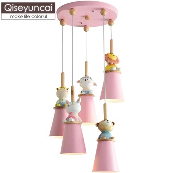 

Qiseyuncai Nordic modern minimalist children's room chandelier girl bedroom creative cartoon cute animal children's lighting