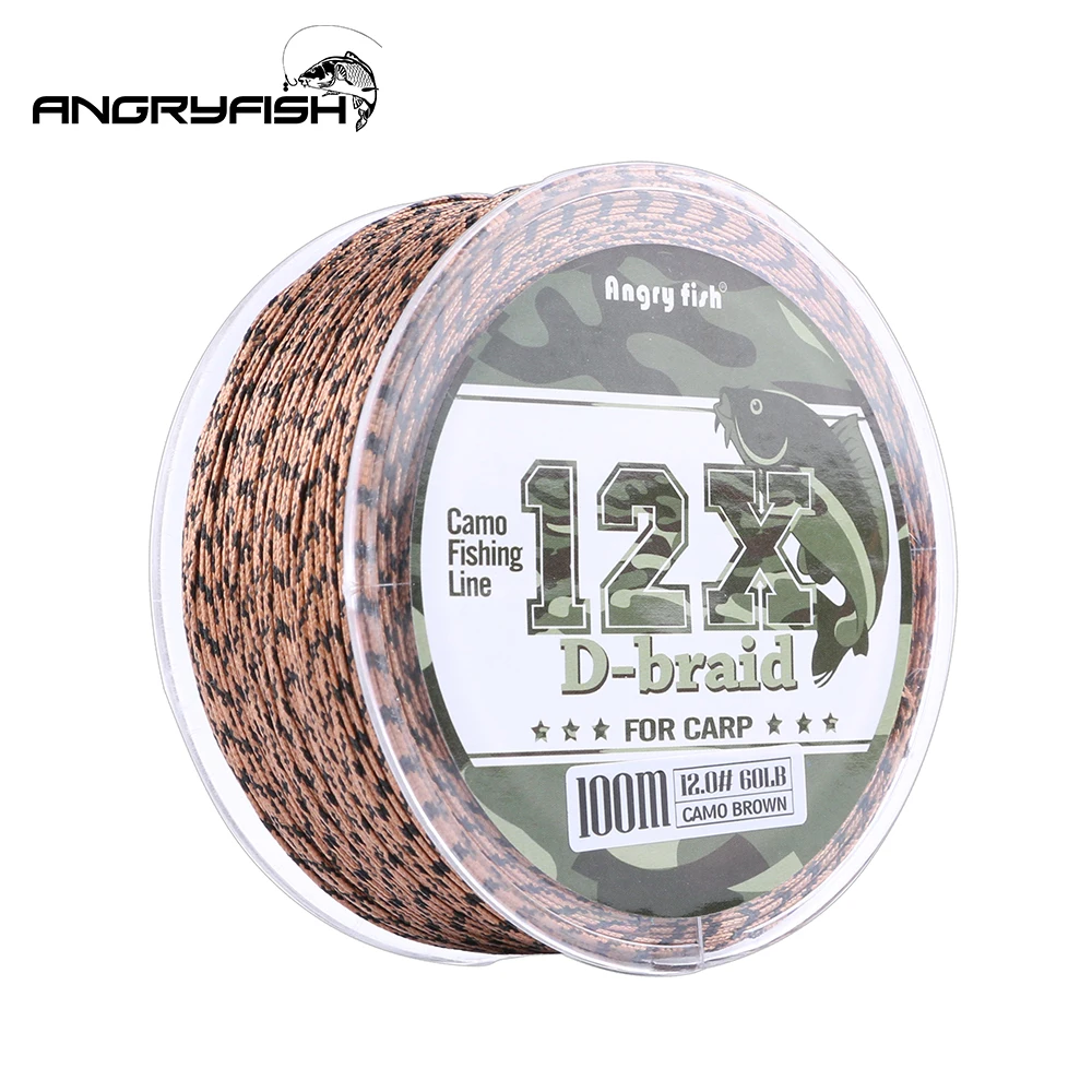 ANGRYFISH Carp Fishing Line D braid 100 Meters Camo Fishing Line 12
