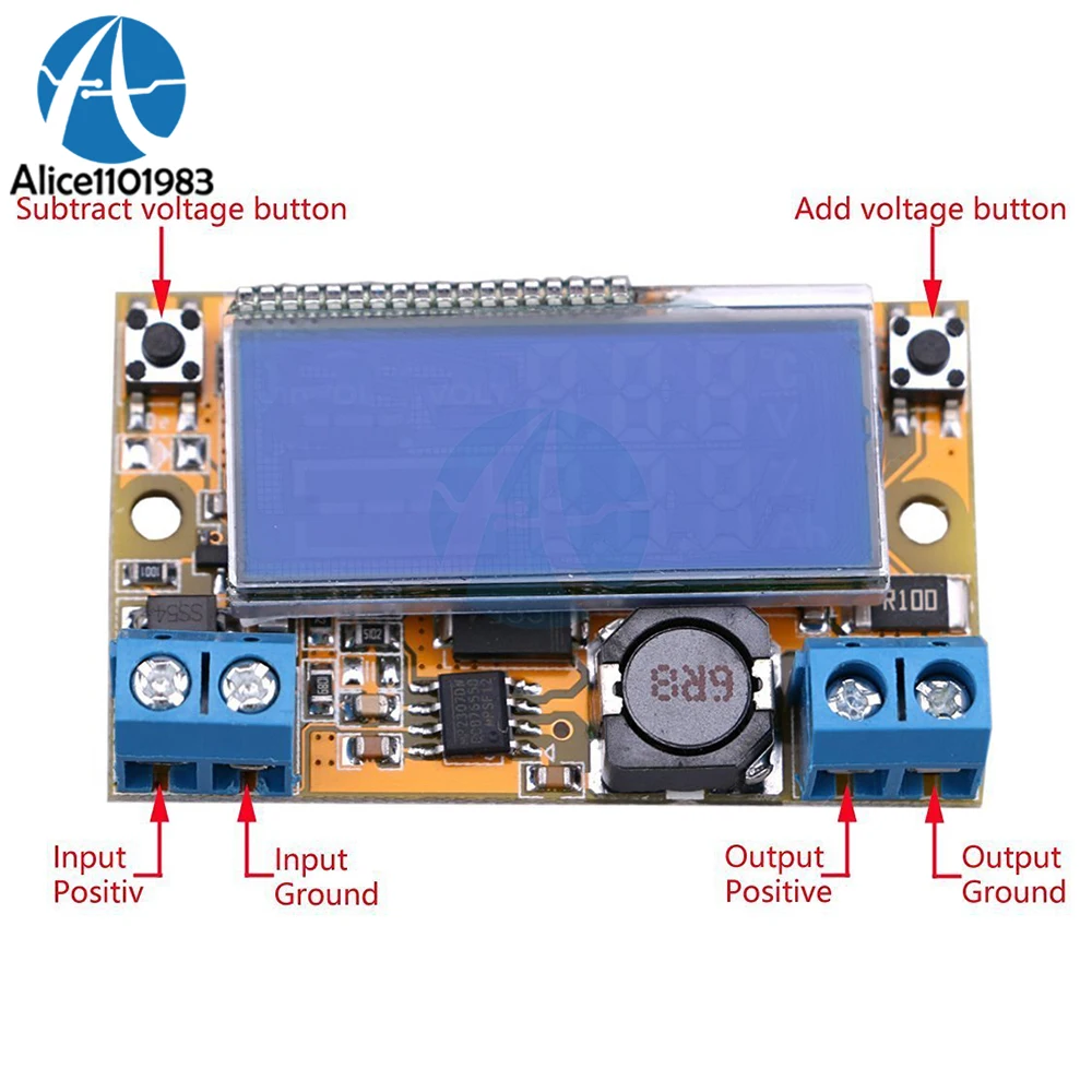 STN жидкокристаллический дисплей DC-DC Регулируемый понижающий модуль питания показывает ток и напряжение акрил 5-23 в DIY KIT