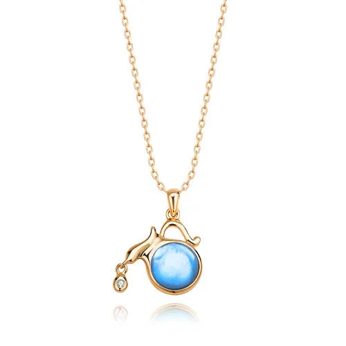 E ювелирные изделия 12 Созвездие натуральный корпус Кристалл ожерелье кулон 18 K позолоченная цепочка ожерелье s для женщин подарок на день рождения - Цвет камня: Aquarius
