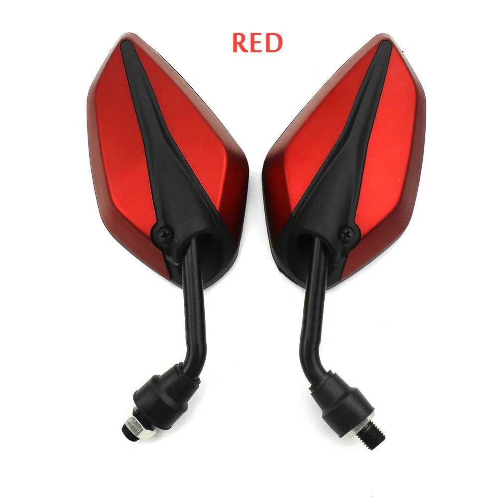 1Pair Universal Motorcycle Scooter Rearview Side Mirrors 22MM Handlebar Black/Blue/Green/Red For Honda For Suzuki