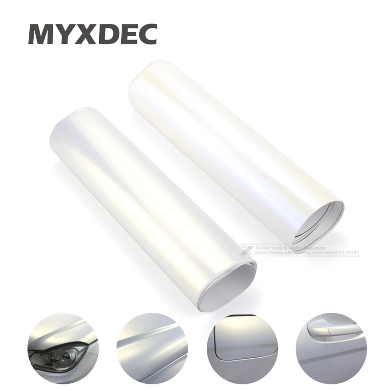 

152*30CM Vinyl Car Motorcycle Wrapping Foil Decoration Chameleon Stickers Car Styling Waterproof White Gradual Change Blue/Gold