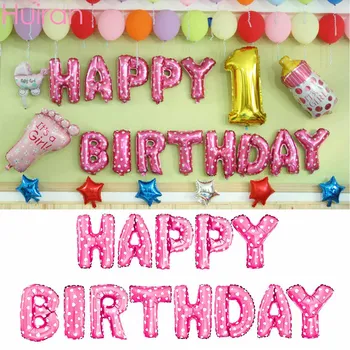 

Huiran 16 Inch Fiol Balloons Birthday Party Decor Gold Letter Baloon Wall Background Decoration Happy Birthday Party Supplies