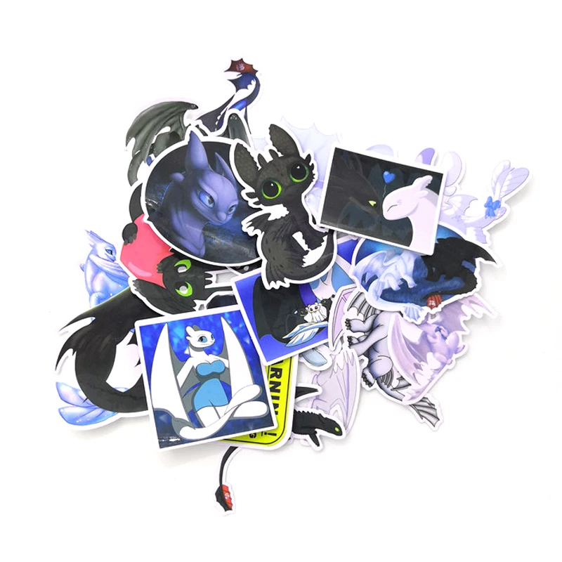 

How to train your dragon light fury 20pcs cartoon decal scrapbooking diy stickers decoration phone laptop waterproof accessories