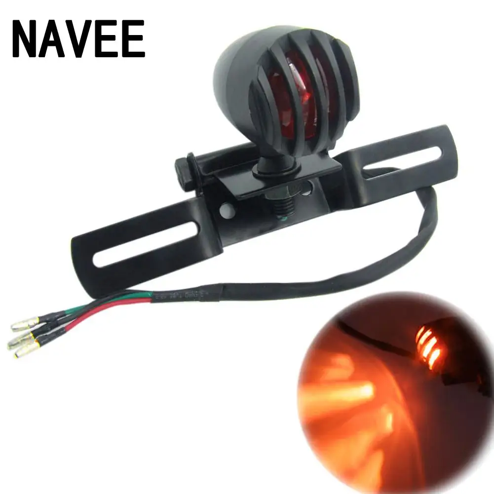 

LED Rear Lights Motorcycle Lighting Moto Tail Brake Light W/ License Plate Bracket LED License 12V Red Lens Lights
