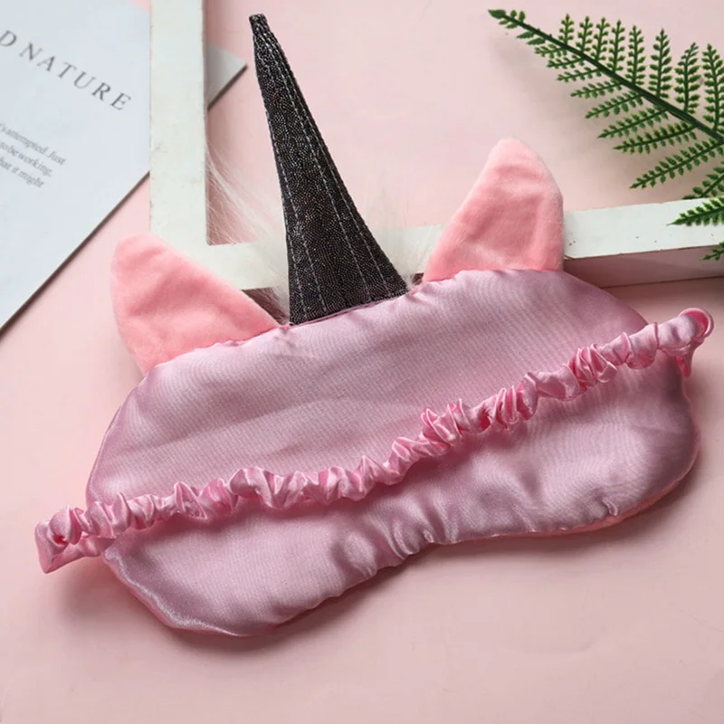 1 Pc Pink Unicorn Cute Sleeping Face Eye Mask Eyeshade Sleep Massage Portable Traveling Eye Cover For Women Girls