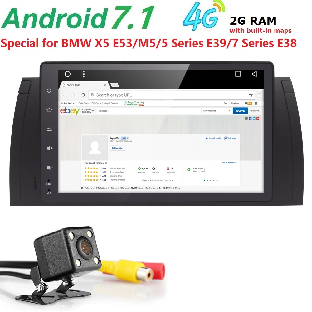 

9" 1 Din AutoRadio Tape Recorder Head unit Car NO DVD Multimedia for BMW E39 bmw x5 e53 M5 Android 8.1 Gps-navigation Wifi BT 4G