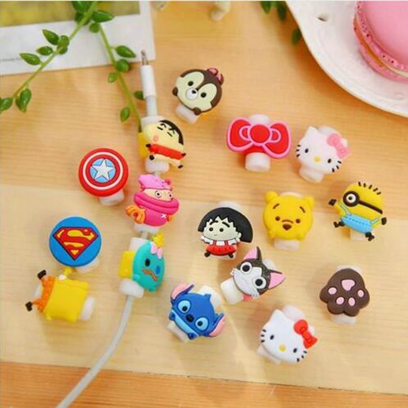 

2018 5pcs/lot Cartoon Cable Protector Data Line Cord Protector Protective Case Cable Winder Cover For iPhone USB Charging Cable