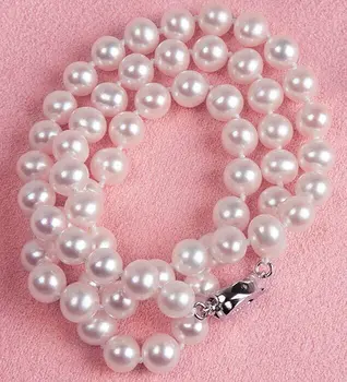

classicAAA 9-10 mm south sea round white pearl necklace 18inch 925silver KKK
