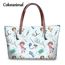 Цветная сумка-тоут для медсестры, женская брендовая дизайнерская Повседневная Большая сумка-шоппер, сумка на плечо с 3D милым мультяшным принтом, Высококачественная сумка