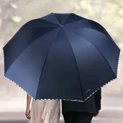 Новый открытый зонтик Ветрозащитный Анти-УФ Ясно/дождь Корейский кружево Принцесса складной Зонты синий