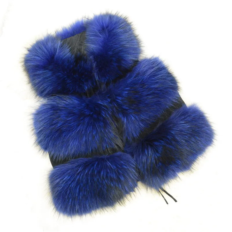 Новые поступления Настоящее Меховой жилет Для женщин натуральная енота меховой жилет короткая куртка зимняя мода толстые Обувь на теплом меху 3 ряда жилет S1150SJ - Цвет: Royal Blue