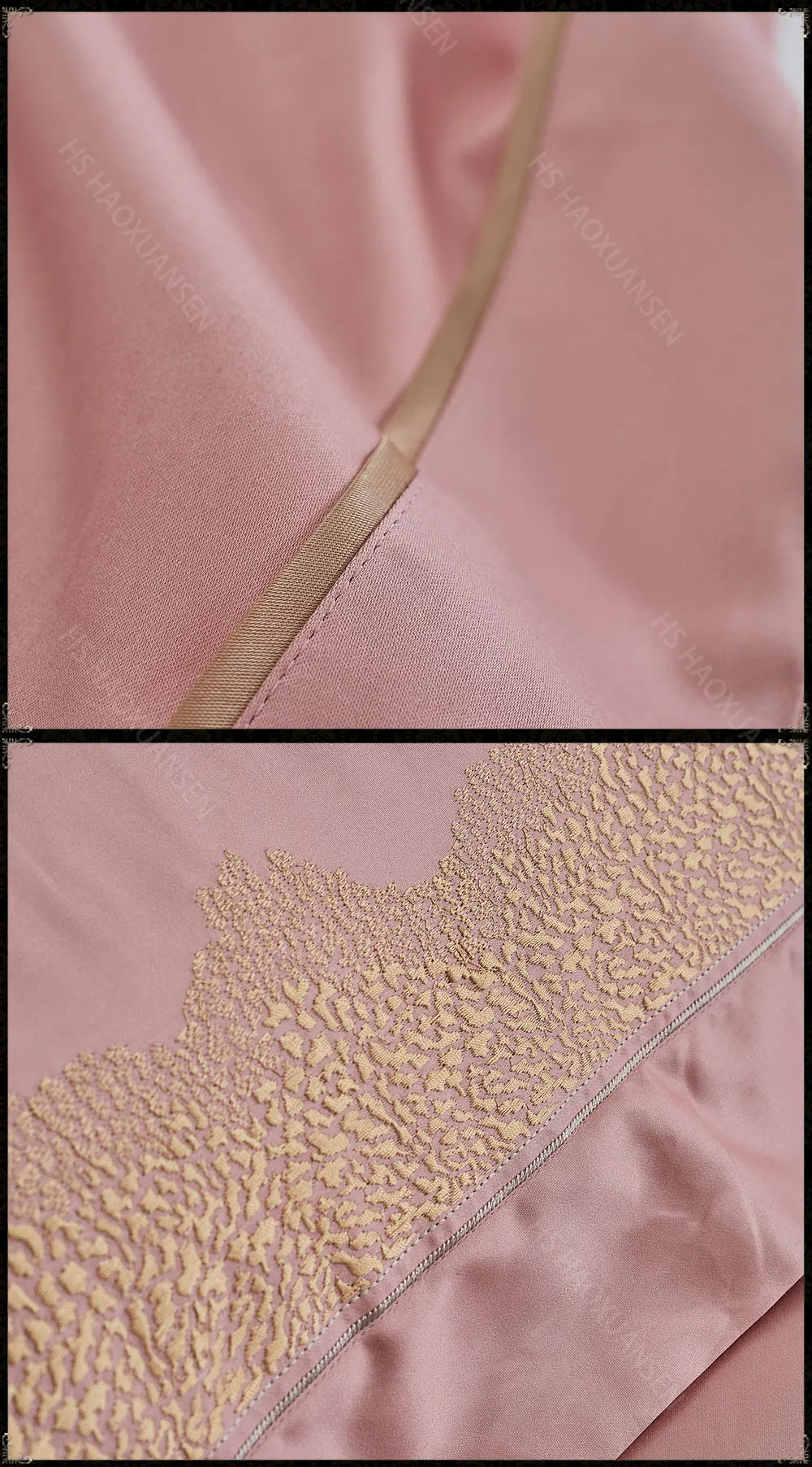 Best Luxury Euro Embroidery 4pcs Pink Bedding Sets 1000 Thread Count Egyptian Cotton Bed Clothes Double Sheets Set Queen King Size 5