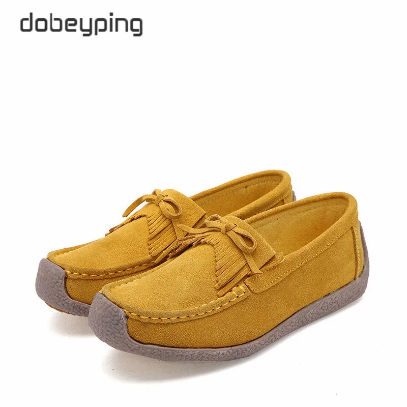 Yellow Dobeyping/Новинка; сезон весна-осень; женская обувь без застежки; женские кроссовки из натуральной кожи на плоской подошве; женские лоферы с бахромой; мокасины; женская обувь - Цвет: Yellow