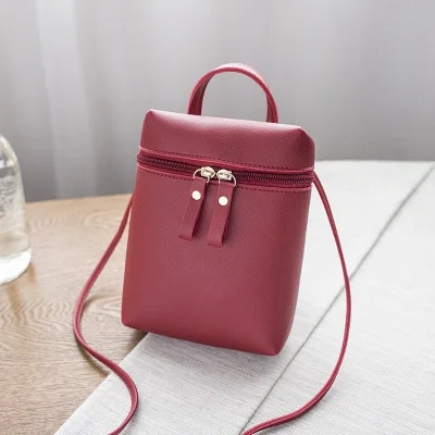 Новинка, повседневная Маленькая женская сумка, женская сумка-мессенджер через плечо, сумка-мешок через плечо, мини-сумка для телефона для девочки-подростка - Цвет: wine red