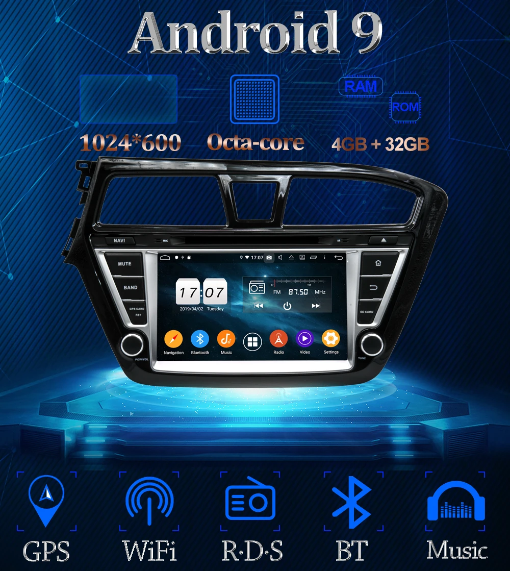 Cheap Owtosin 2 din Android 9.0 Car DVD Radio For Hyundai I20 2014 2015 2016 2017 2018 Car GPS Navigation Autoradio 4GB RAM 32GB ROM 1