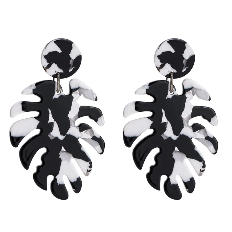 New Leaves Earrings For Women Fashion Personality Exaggerated Brown Acrylic Acetate Pendientes Drop Earrings Jewelry ET35 (6)
