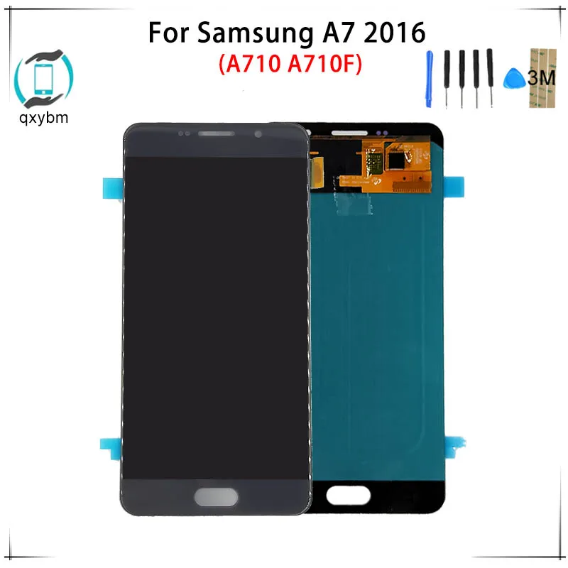 

Change OLED Screen for SAMSUNG for Galaxy A7 2016 A7100 A710F A710 Super AMOLED LCD Display Touch Screen Free 3M Sticker