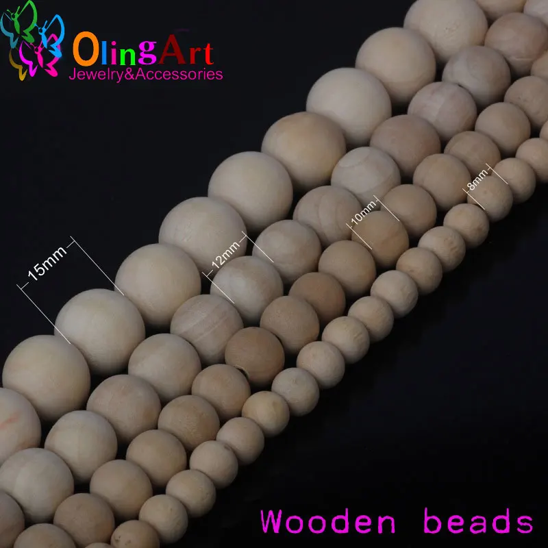 

OlingArt 2017 Natural Round Wood Spacer Beads 6 8 10 12 15 18 20 25MM DIY Bracelet jewelry making bead Findings
