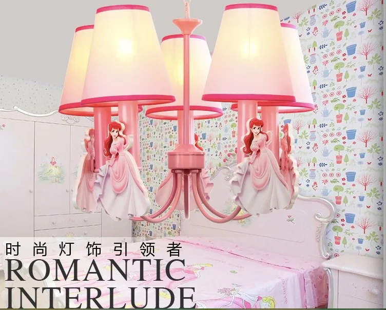 Free Shipping Princess Pink Pendant Lights For Kids Room E14*5L