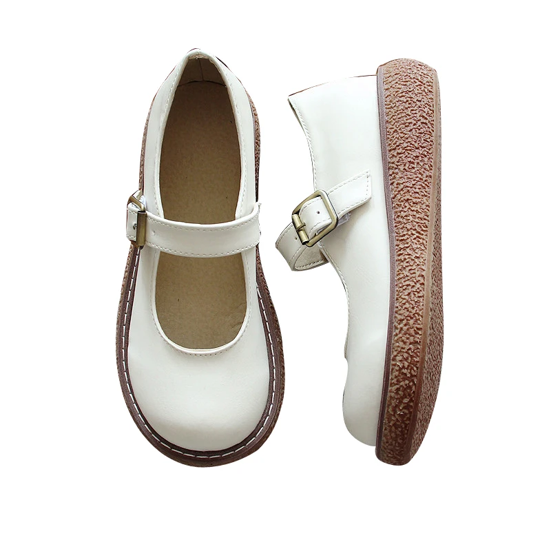 

Korean version of the fashion Harajuku style single shoes round head doll shoes flat bottom Mori retro art small fresh women's s