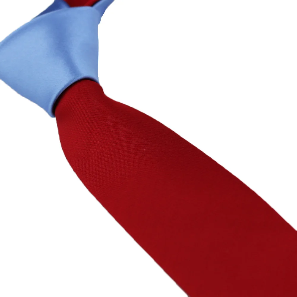 

Coachella Tie Unique Design Tie Light Blue Knot Contrast Red Necktie Microfiber Skinny Tie 6cm