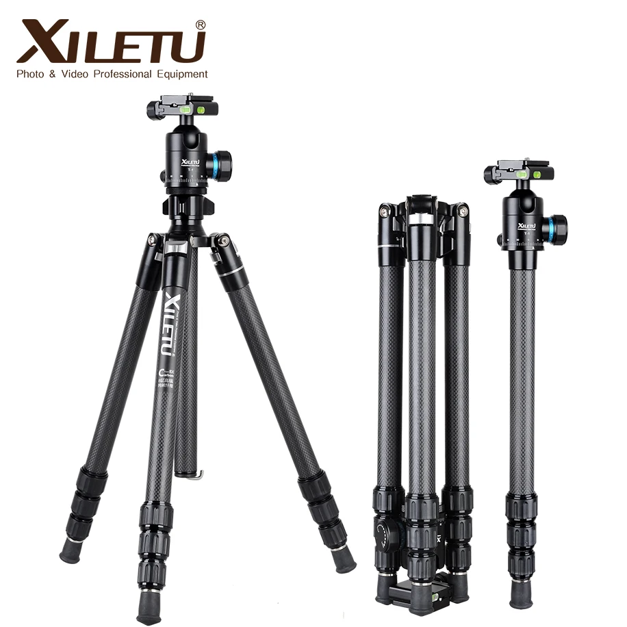 

XILETU XT-264C+T-1 professional carbon fiber arca swiss tripod for camera and tripod panorama ball head UNC 1/4 and 3/8 screw