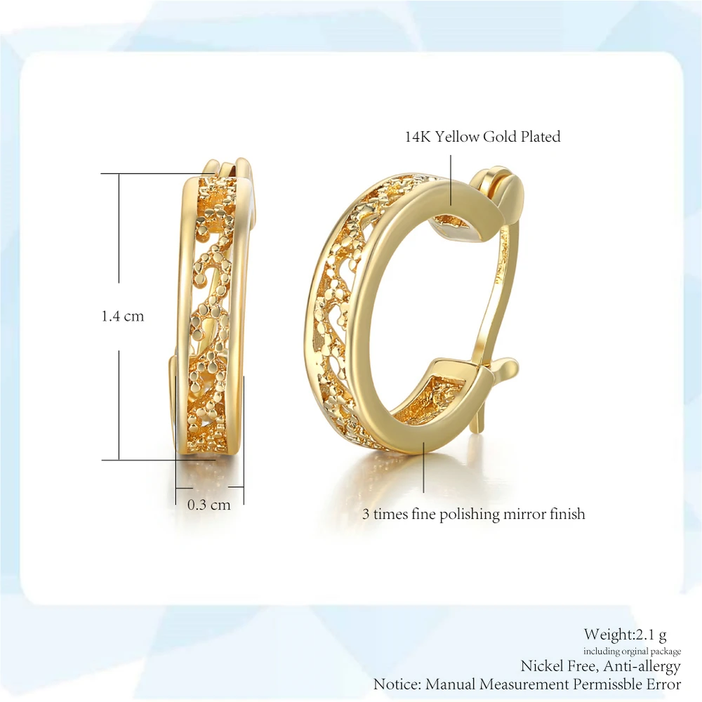 Классический дизайн с золотым Цвет полые круглые петли свадебные серьги в виде колец, для Для женщин ZYE833 ZYE853