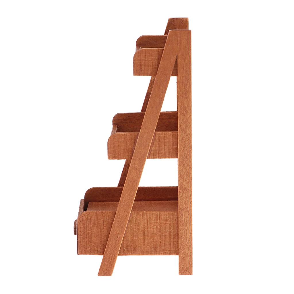 1:12 Doll House Furniture Vintage Three Layer Wood Flower Stand Snack Rack 1:12 Doll House Miniatures Accesssories Kids Toy