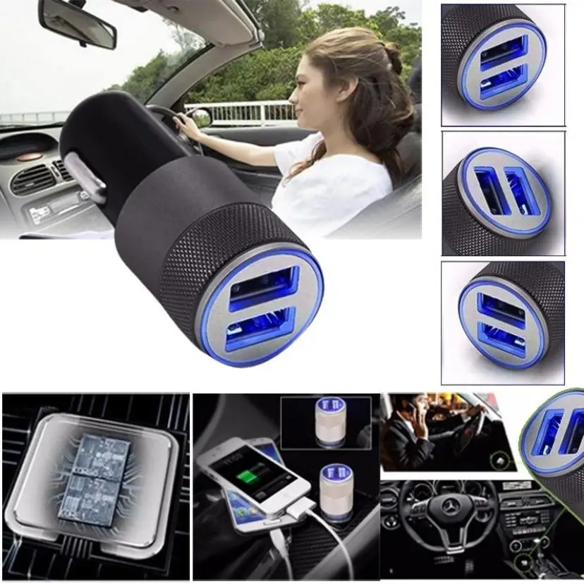 Fest отправка Мини двойной порт USB 12V Универсальный в автомобиль Зажигалка Розетка