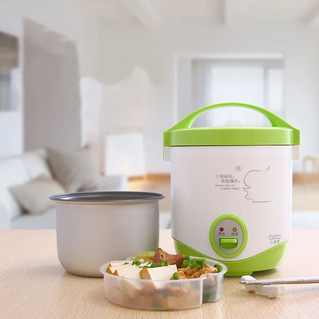 

1L Mini Student Rice Cooker Cooking Pot For Home/Car/Truck Lunch Box Kitchen Food Container Steamer