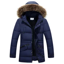 2016 Casual Men’s Winter Puffer Jacket Fur Hooded Cotton-padded Warm Outwear Coat Thick High Quality Campera Hombre Invierno