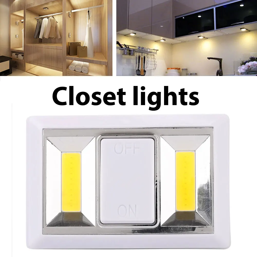 

1PC Ultra Bright Mini COB LED Wall Light Switch Night Light Lamp Cordless Battery Operated For Bedroom Garage Closet