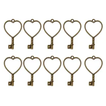 

10Pcs Heart Key Pendant Press Flower UV Resin Blank Frame Bezel Jewelry Making