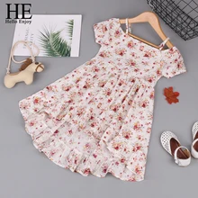 HE Hello Enjoy Baby Dresses Girls Princess New Arrival Cotton Clothing Print flower Summer Kids Party Dress for Children Wear flower girls dress the princess dress for girls 3d cotton fabric party dresses kids vase print vest royal clothing 4y 14y