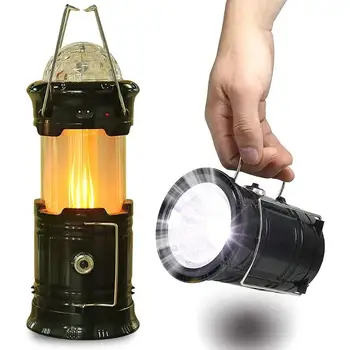 

Solar Powered Portable Collapsible LED Flashlight Stage Light Flame Effect Lamp Outdoor Camping Hiking Tent Lantern EU Plug Gear