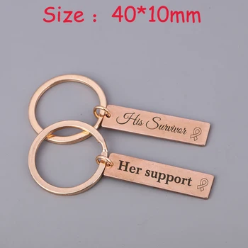 

His Swwivor Her Support Couple Keychain Set A Pair Hope Key Fobs For Husband Wife Gift Fashion Jewelry Charm Holder Tag