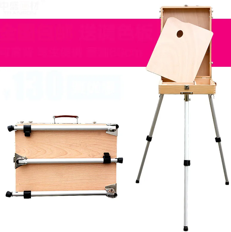 Super Light Portable Wooden Easel Painting Material Handle Sketching
