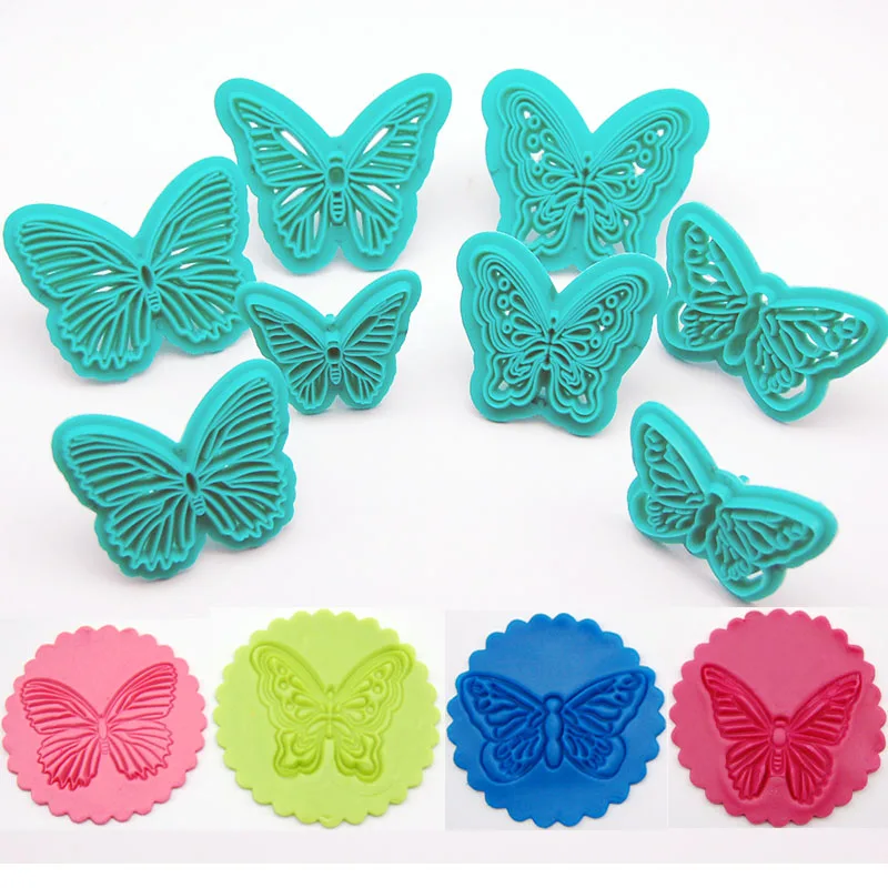 

2pcs/Set Plastic Butterfly Embosser Cake Fondant Sugarcraft Cookie Decorating Cutters Cake Mold Baking Tools
