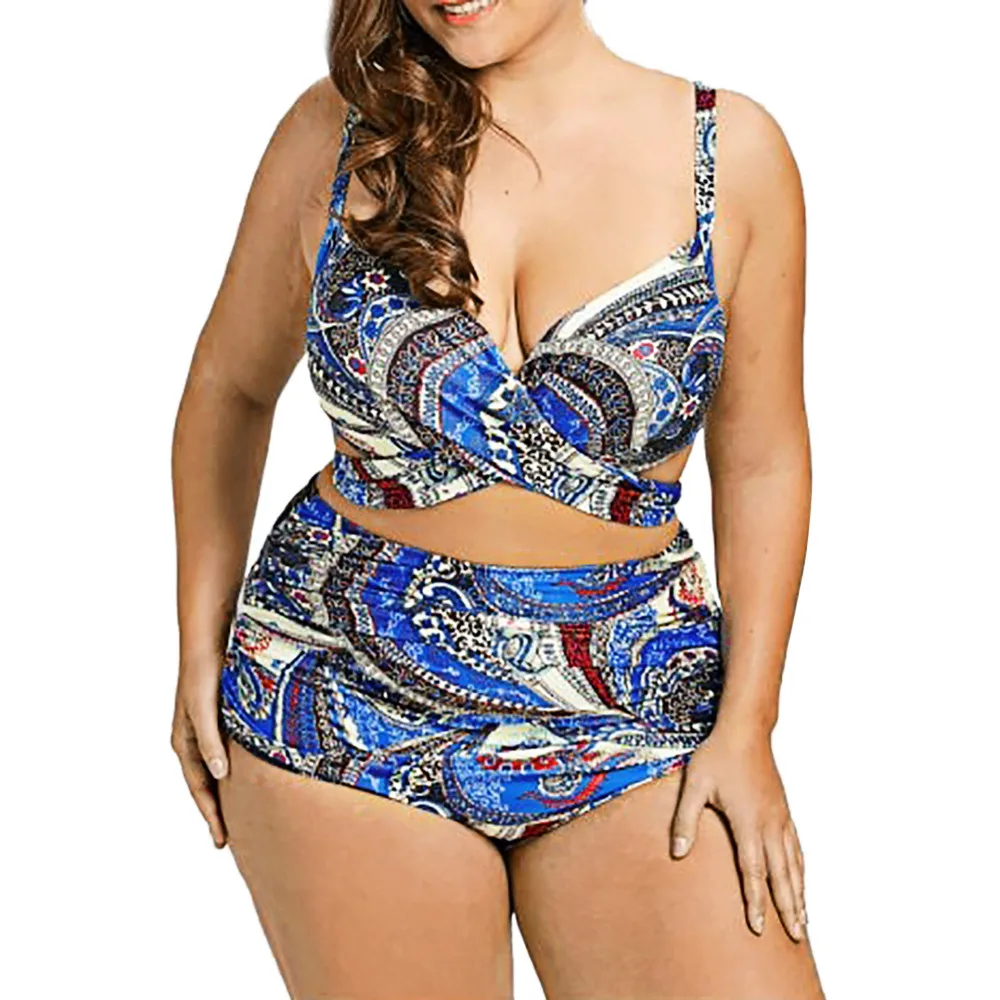 

KANCOOLD 2019 Clothes Print Swimwear Women Plus Size High Waist Summer Swimsuit Girls 1PC Clothes Ladies(Containing Chest Pad)