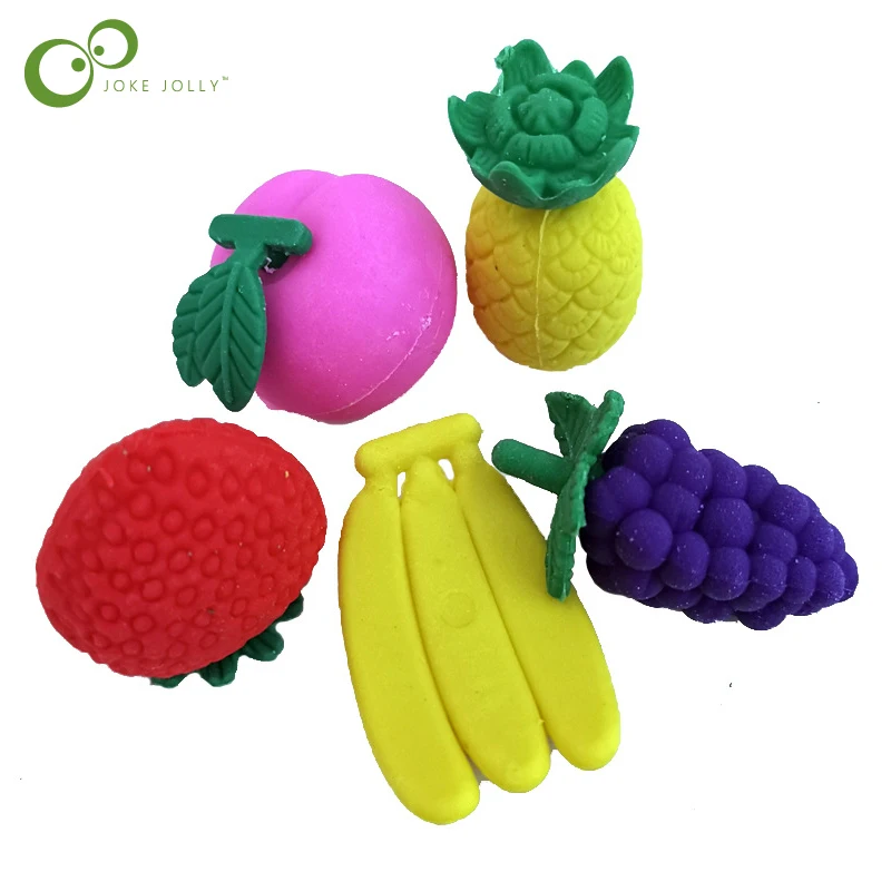 

1Pc Simulation Fruit Erasers Creative Gift for Students Cartoon Banana Strawberry Grape Model Eraser Toy for Children GYH