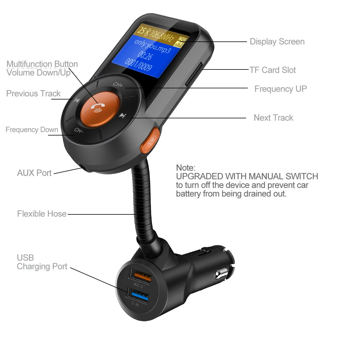 BT76 автомобильный набор Handsfree Беспроводной Bluetooth FM передатчик ЖК дисплей MP3 плеер