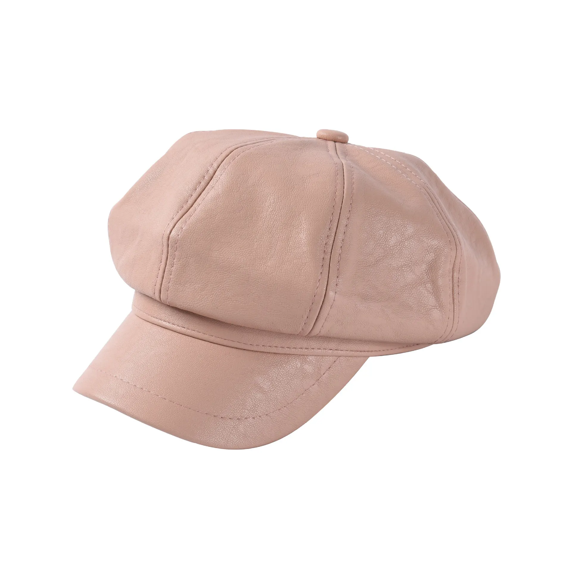 Дизайнерские кепки для женщин; сезон осень-зима; Новая кепка газетчика из искусственной кожи; Кепка для газетчика; Модные женские армейские кепки - Цвет: Pink