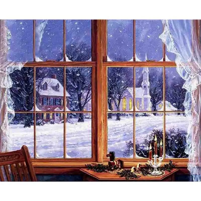 

Diy Diamond Painting Cross Stitch 5D Diamond Painting Mosaic Decor Full Diamond Embroidery Snow landscape Crafts