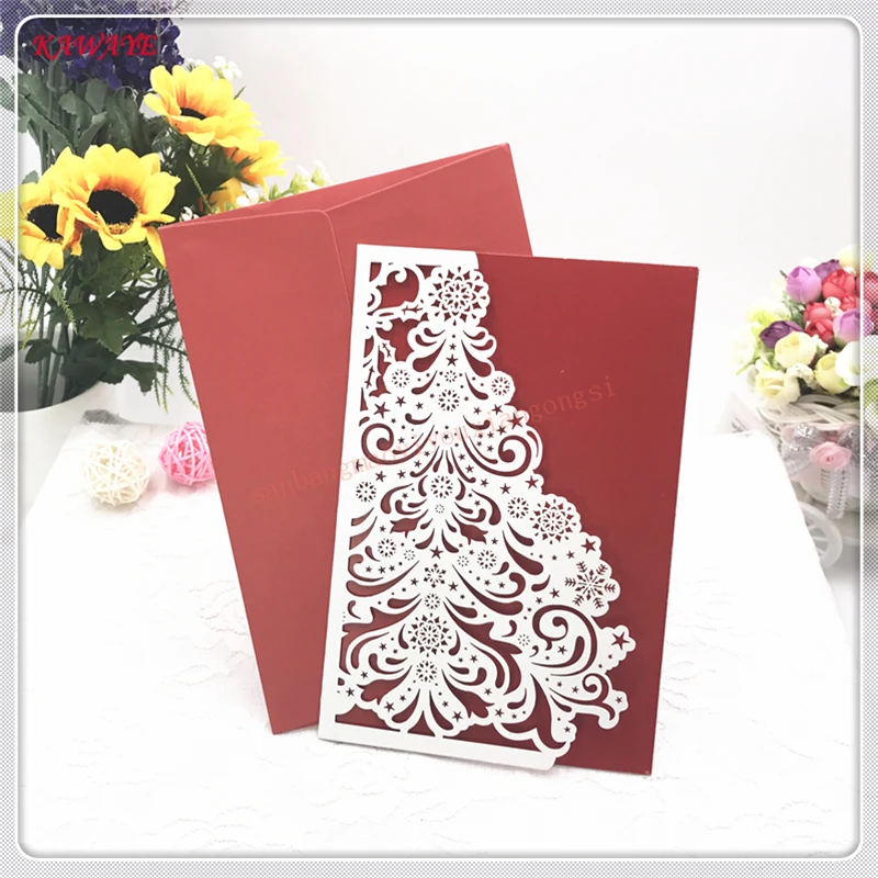 

30Pcs Christmas Tree Party Invitations Card With Envelope Wedding Invitation Card Wedding Party Decoration Invitation Card 5ZH46