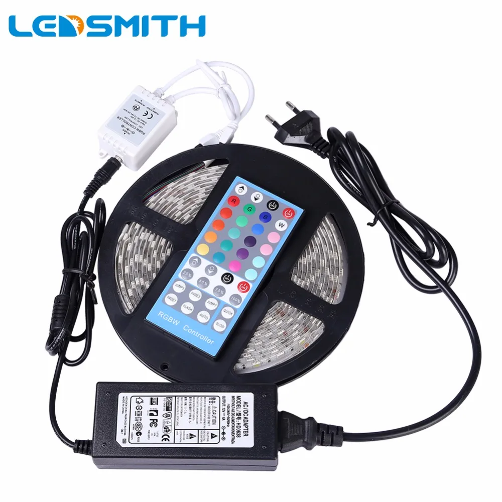 

Magic RGB LED Strip 5050 Waterproof 5M 300Leds RGBW SMD 40key Remote Controller 12V 6A Transformer, RGB + Cool/Warm White Light