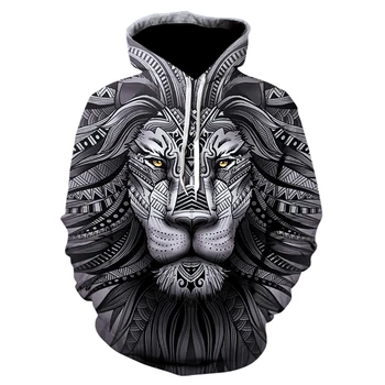 

Men's 3d harajuku lion head hoodie with a new animal-character print hoodie, and 2019 brand hoodie with a retro tracksuit street